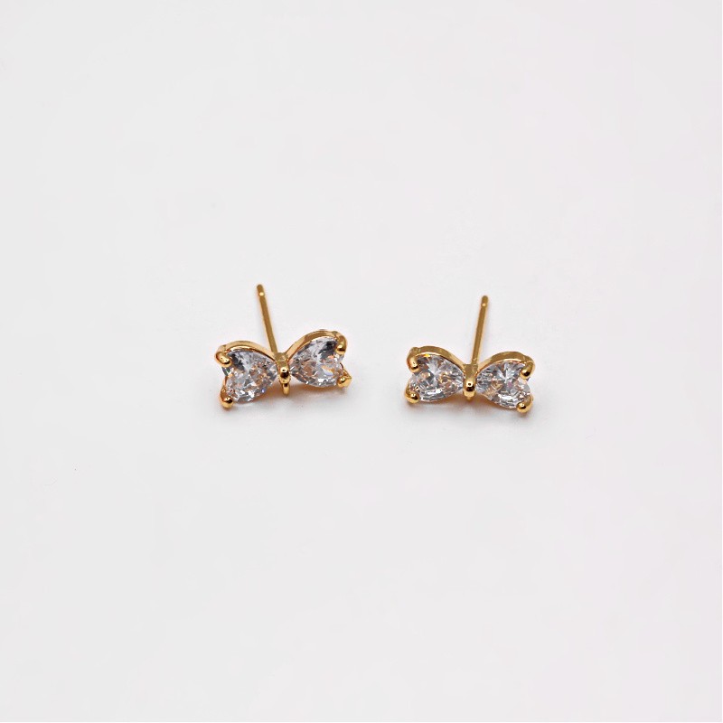 Bow pins with crystals and eyelet/ gold filled/ 16x5x12mm 2pcs AMG042