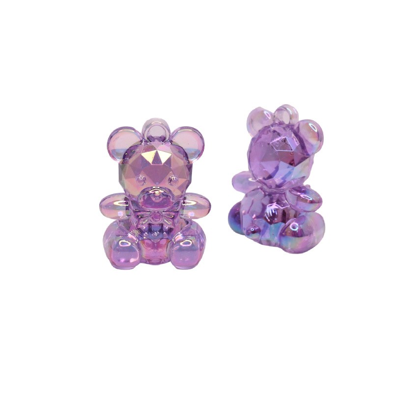 Acrylic pendant / geometric teddy bear purple 44x33mm / 1 pc. XYPLM002A
