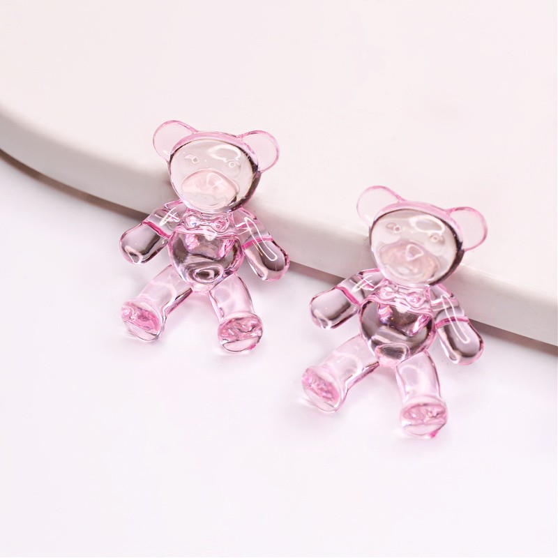 Acrylic pendant / teddy bear light pink 38x30mm / 1 pc. XYPLM004E