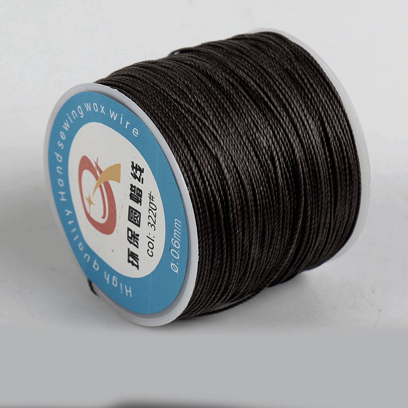 Waxed polyester cord / twisted / roasted coffee 0.6mm 5m PWSP0636