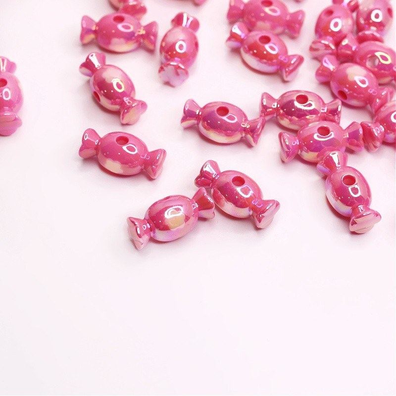 Koraliki akrylowe cukierek 10x20mm/ kwiatek/ różowy 2szt XYPLU001B