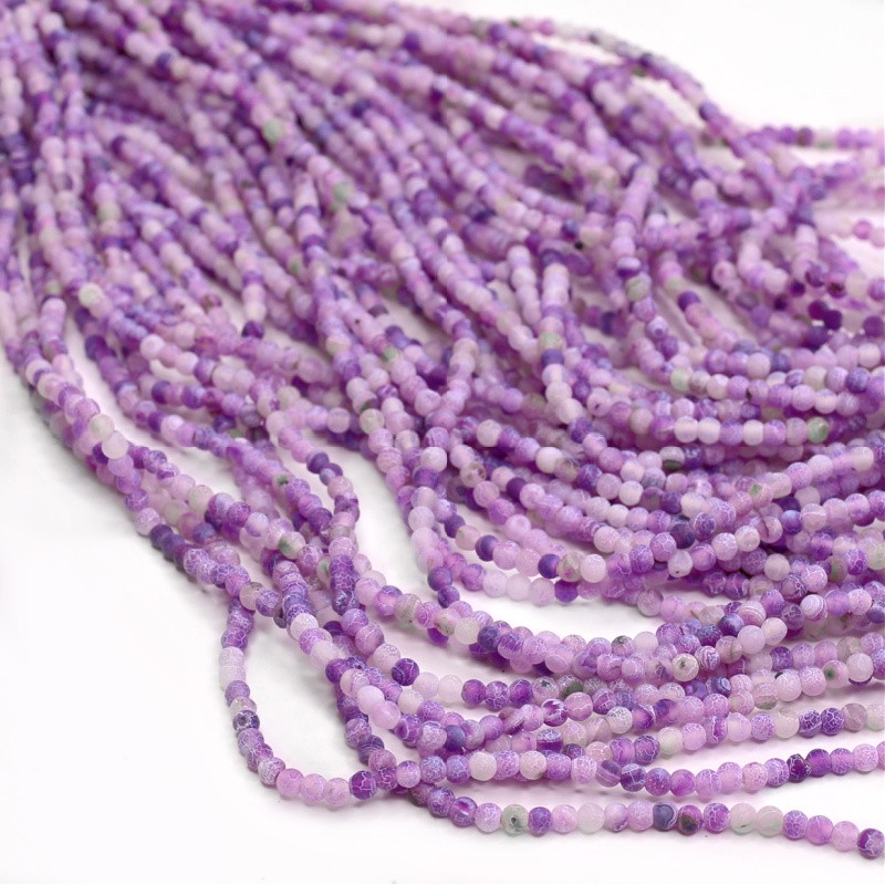 Etched agate / purple / 4mm beads / 94 pcs / string KAAGT0413