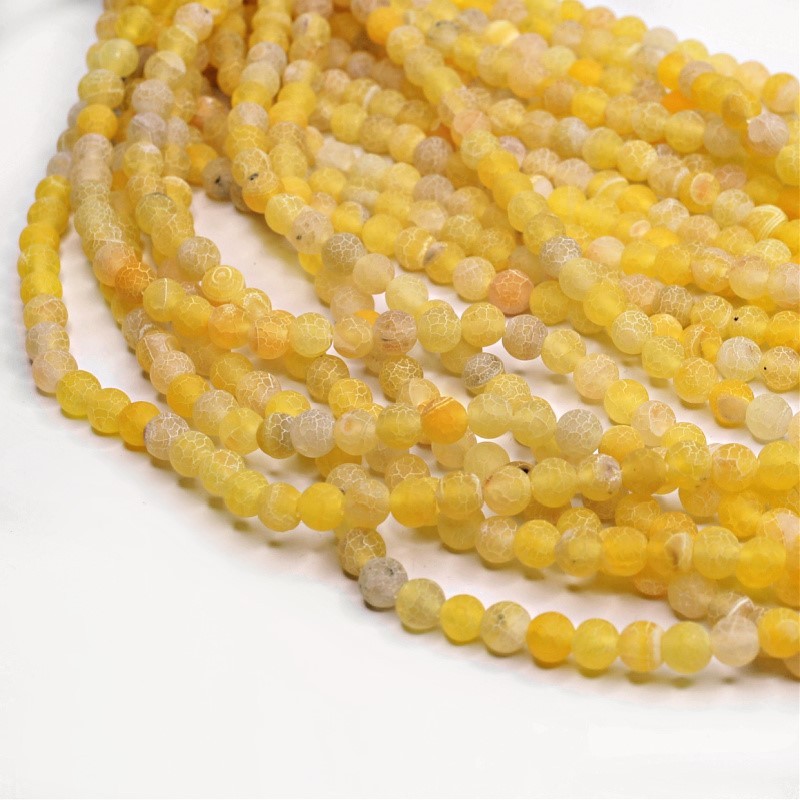 Etched agate / intense yellow / beads 8 mm / 48 pcs / string KAAGT0813A