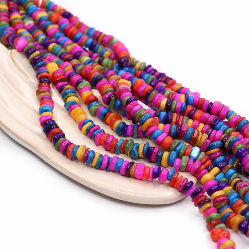 Shell beads/ colorful square discs 10mm/ string 39cm/ MU222