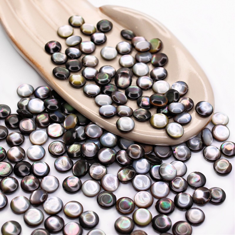 Black shell beads/coins 10mm/5pcs MU231