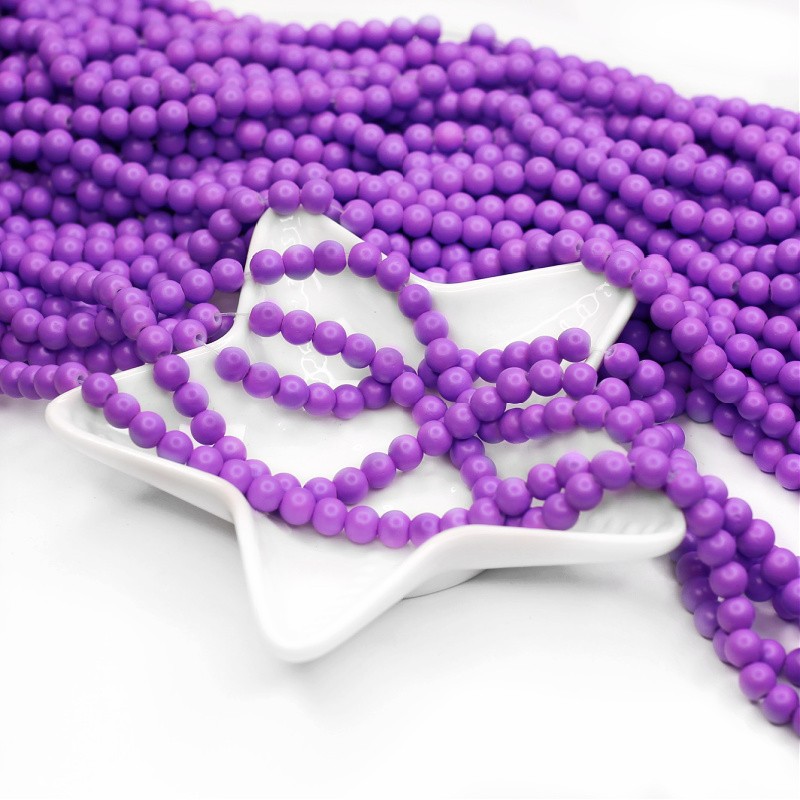 Satin beads/ glass balls 6mm/ purple 138 pieces SZST0604