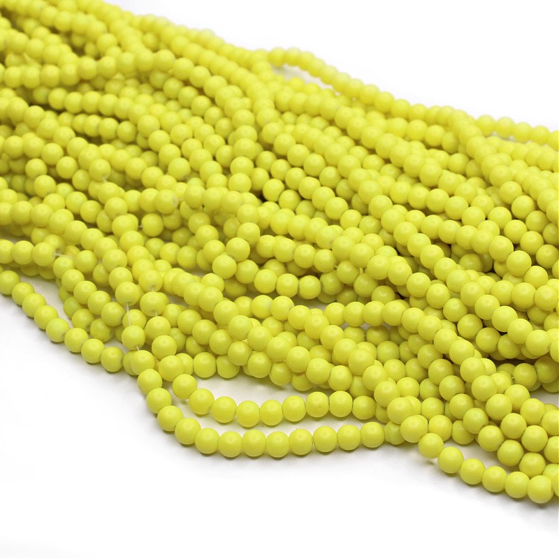 Satin beads/glass balls 6mm lime green 138 pieces SZST0607