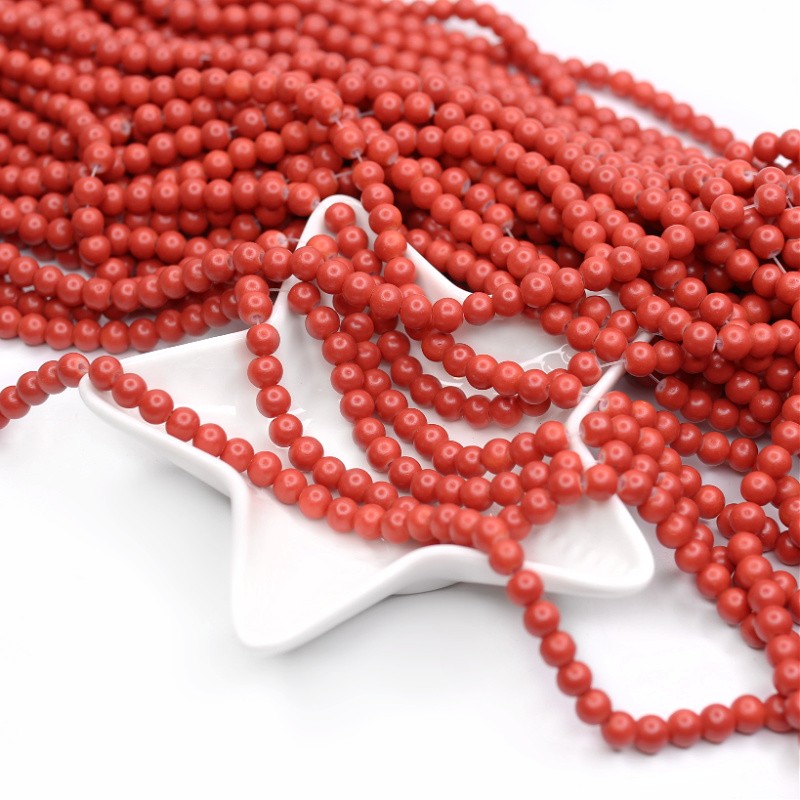 Satin beads/glass balls 6mm brick red 138 pieces SZST0609