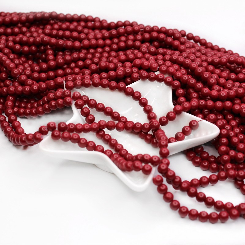 Satin beads/glass balls 6mm burgundy 138 pieces SZST0610