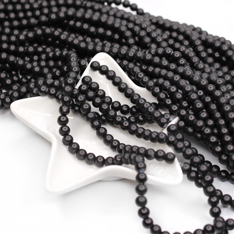 Satin beads/glass balls 6mm black 138 pieces SZST0612IIGAT