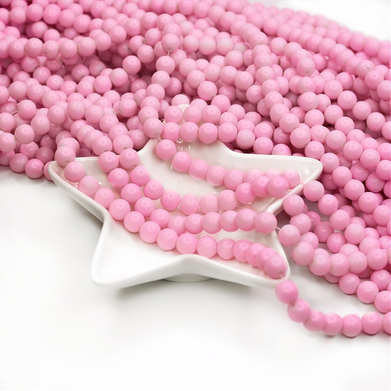 Satin beads/glass balls 8mm light pink 80 pieces SZST0802