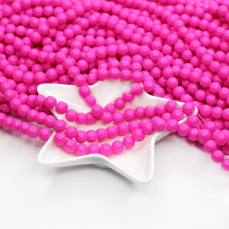 Satin beads/glass balls 8mm pink 80 pieces SZST0803