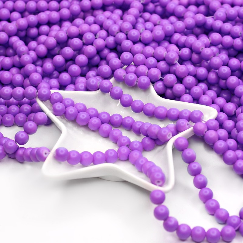 Satin beads/glass balls 8mm purple 80 pieces SZST0804