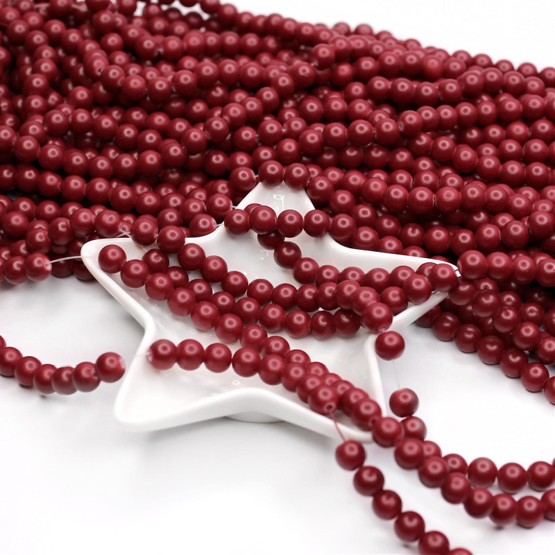 Satin beads/glass balls 8mm burgundy 80 pieces SZST0810