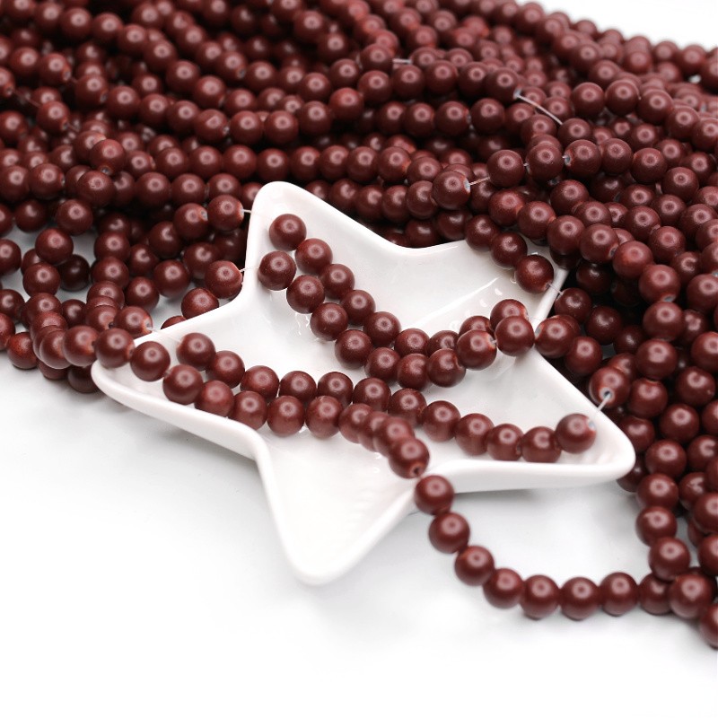 Satin beads/glass balls 8mm brown 80 pieces SZST0811