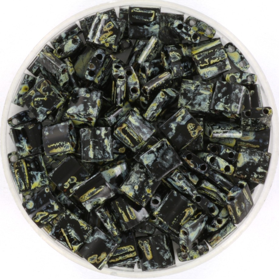 Miyuki Tila beads 5mm/ opaque picasso black 5g/ MITL5-4511