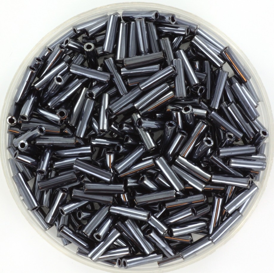 Miyuki Bugles beads 6mm @2/ metallic gunmetal 5g/ MIBG6-451