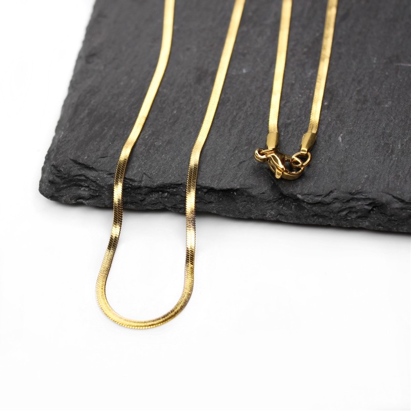 Gold snake chain 1.9mm/ 48cm ready with clasp/ surgical steel LLSCHGM09KG