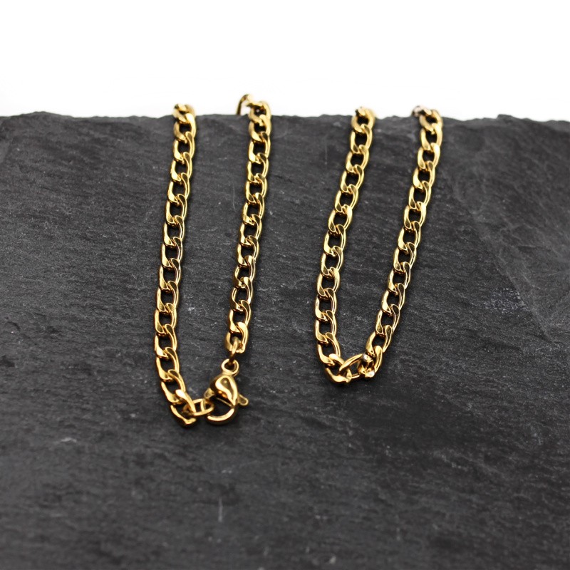 Gold armor chain 3.5mm/ 48cm ready with clasp/ surgical steel LLSCHGM10KG