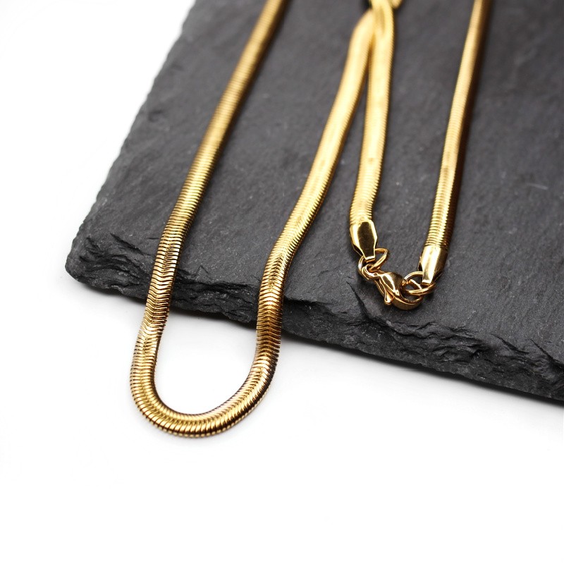 Gold snake chain 4mm/ 53cm ready with clasp/ surgical steel LLSCHGM12KG