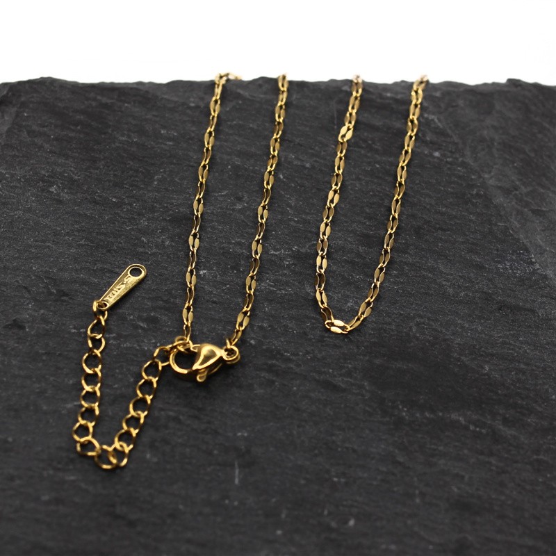 Fancy chain 4x2mm gold/ 40cm ready with clasp/ surgical steel LLSCHGM14KG
