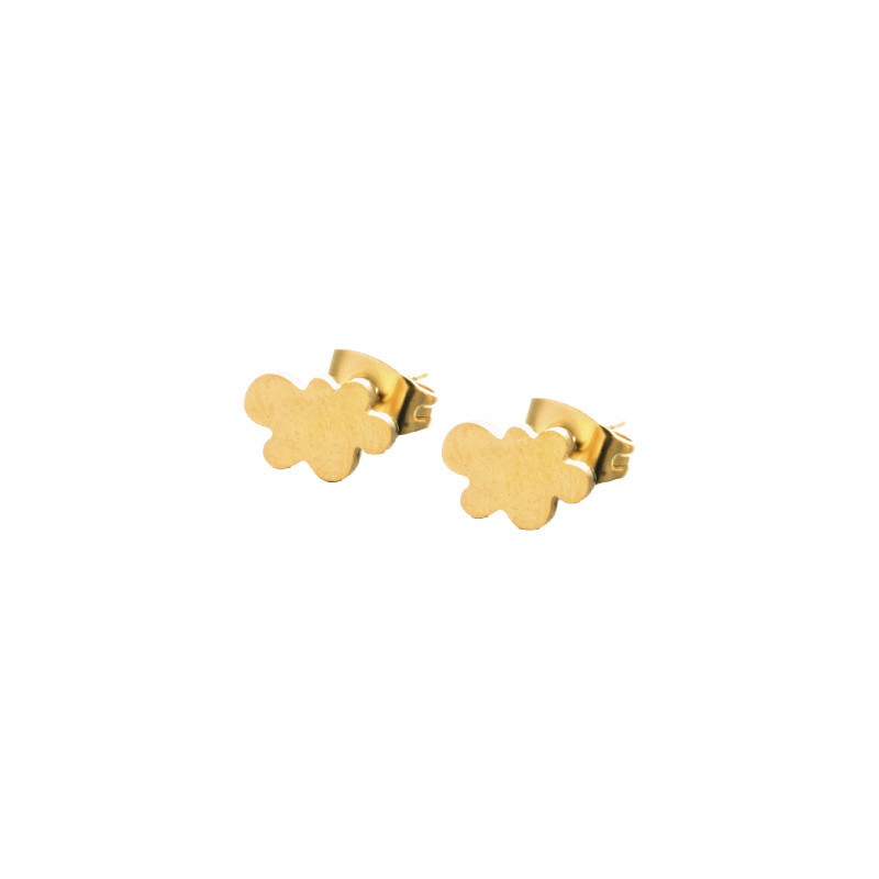 Gold cloud earrings/ studs 9x6mm with a stopper/ surgical steel/ 1 pair BSCHSZ048KG