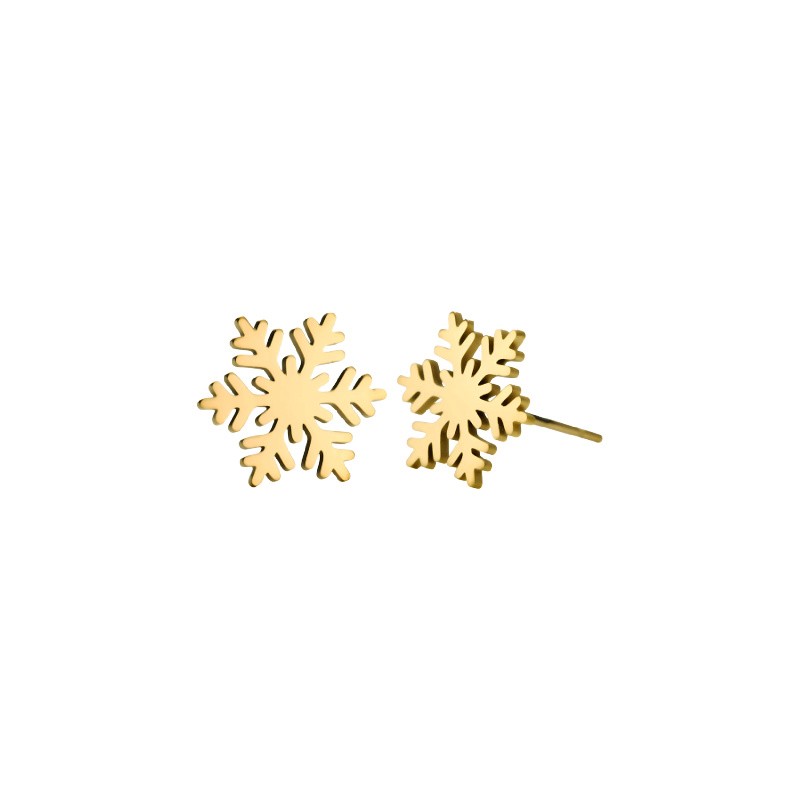 Snowflake earrings/ 10mm gold studs with a stopper/ surgical steel/ 1 pair BSCHSZ053KG