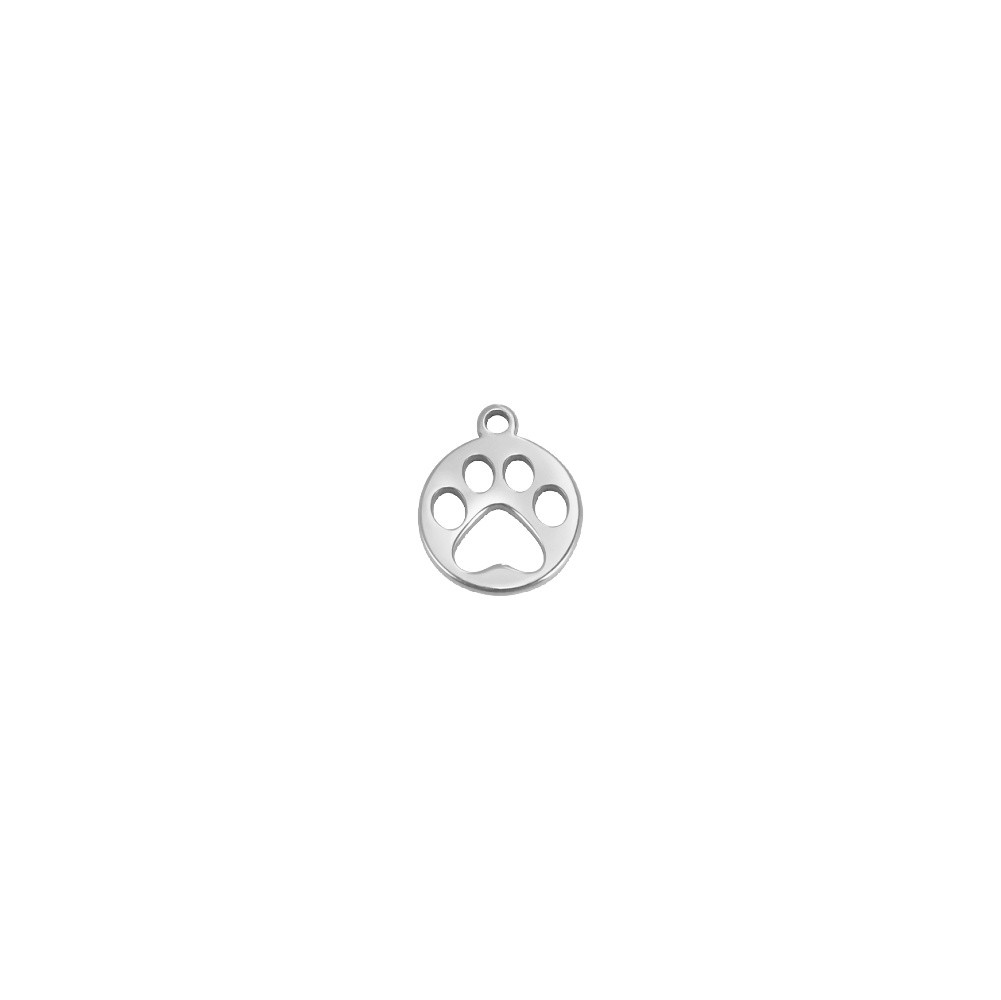 Coin pendant with paw/ surgical steel/ 9mm 1 pc ASS566