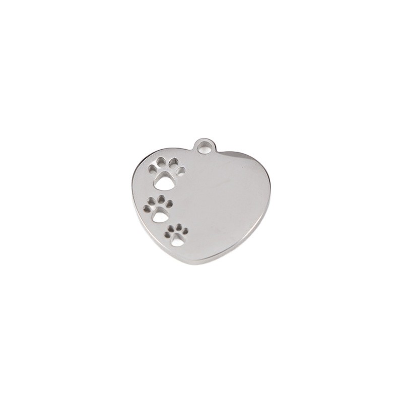 Heart and paws pendant / surgical steel 18mm 1 pc ASS578