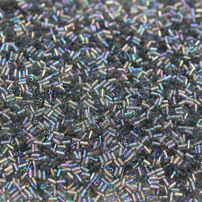 Toho beads/ bugle @1 (3mm) / Transparent-rainbow gray 10g/ TOTB01-176B