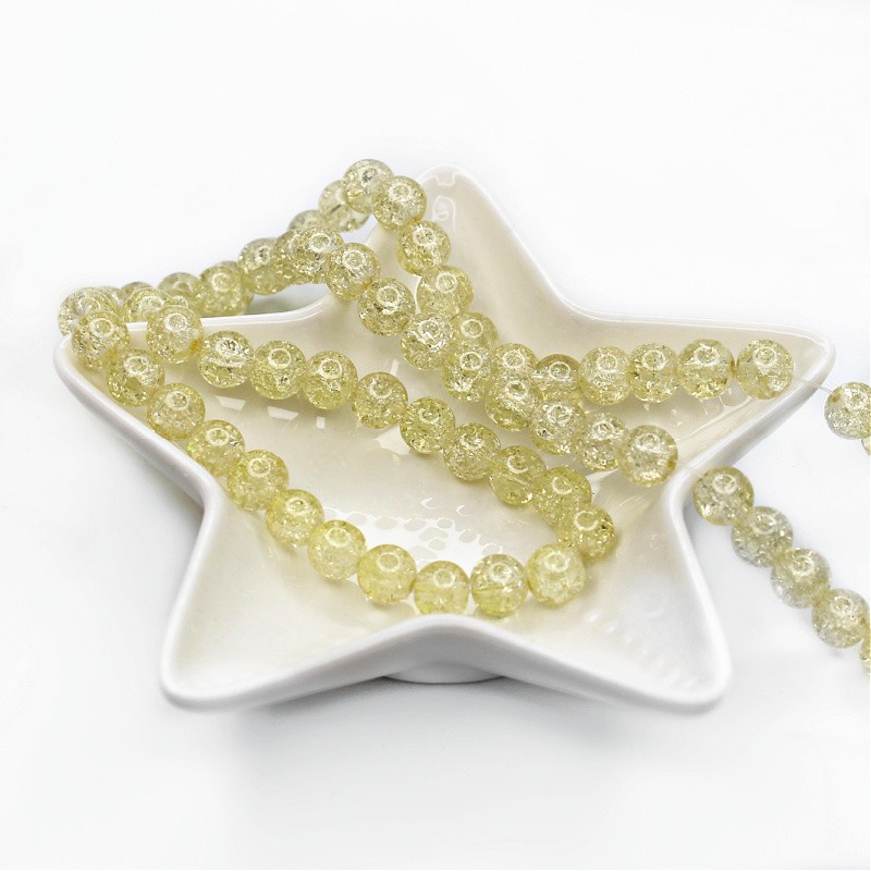 Crackle beads/glass balls 8mm cracked/light olive 102pcs SZCR0802