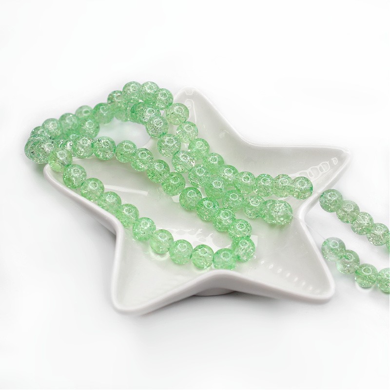 Crackle beads/glass balls 8mm cracked/light green 102pcs SZCR0806