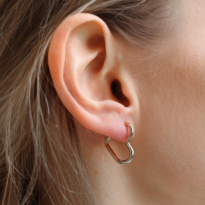 Heart earrings/ surgical steel/ 26x22.5mm 2pcs BKSCH104