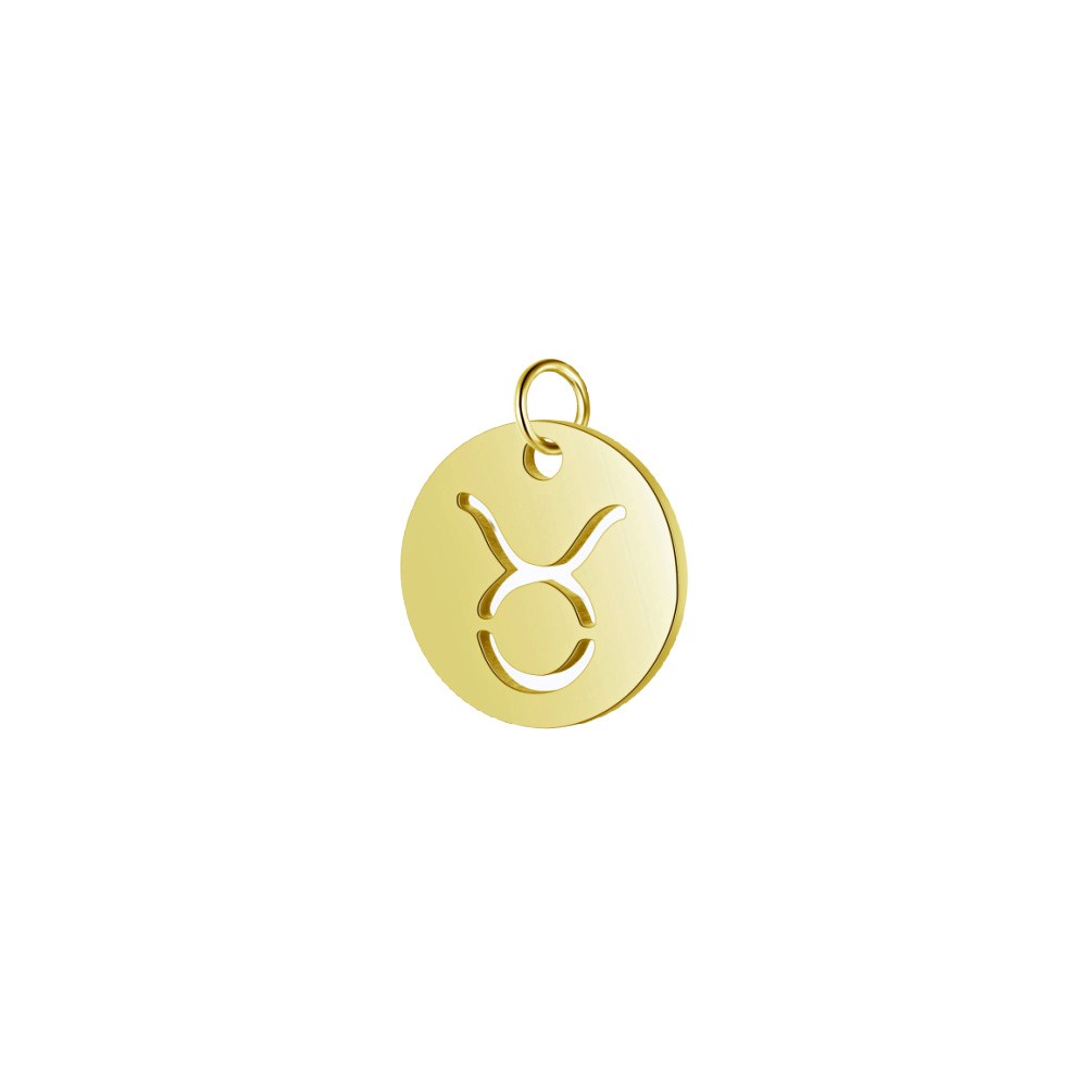 Bull pendant coin / surgical steel / gold 12mm 1 pc ASS607B