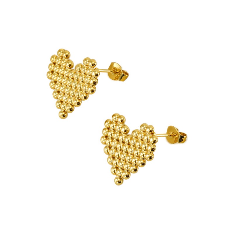 Gold heart stud earrings / surgical steel approx. 18 mm / 1 pair BSCHSZ067KG