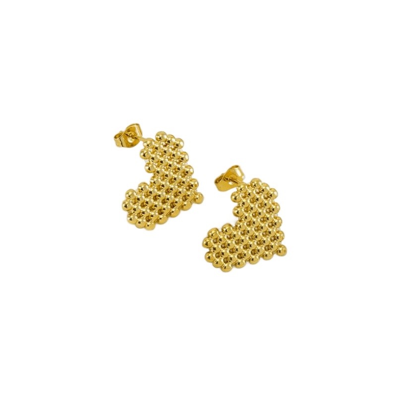 Gold heart stud earrings / surgical steel approx. 18 mm / 1 pair BSCHSZ067KG