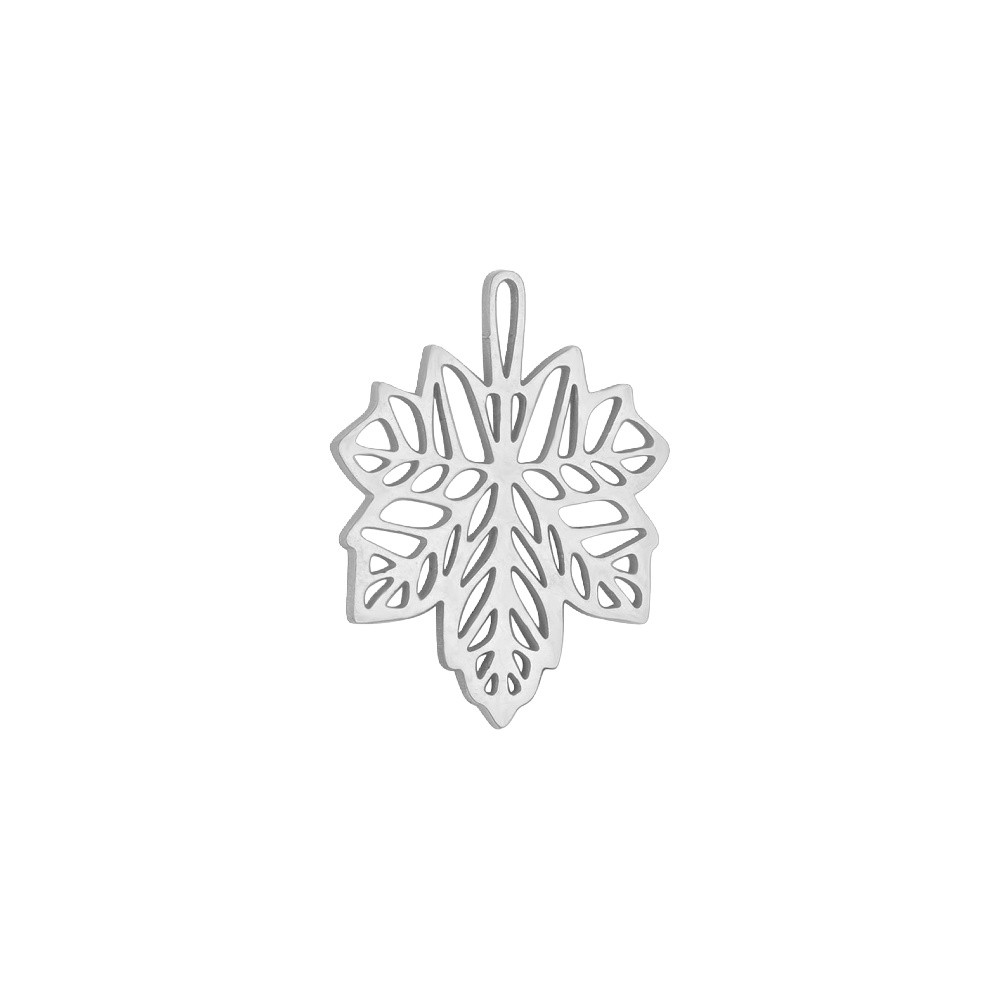 Surgical steel pendant/ openwork maple leaf 23x18mm 1 pc ASS616