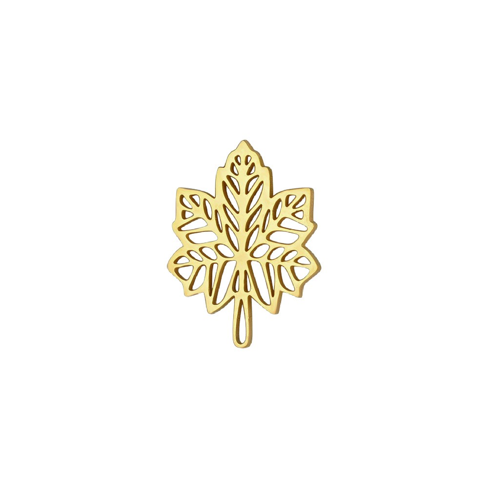 Surgical steel pendant/gold openwork maple leaf 23x18mm 1 pc ASS616KG