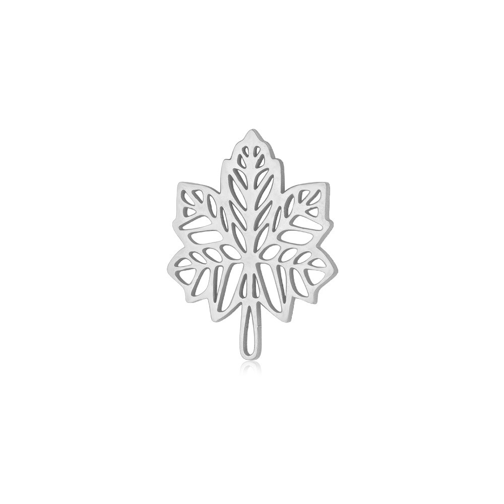 Surgical steel pendant/ openwork maple leaf 23x18mm 1 pc ASS616