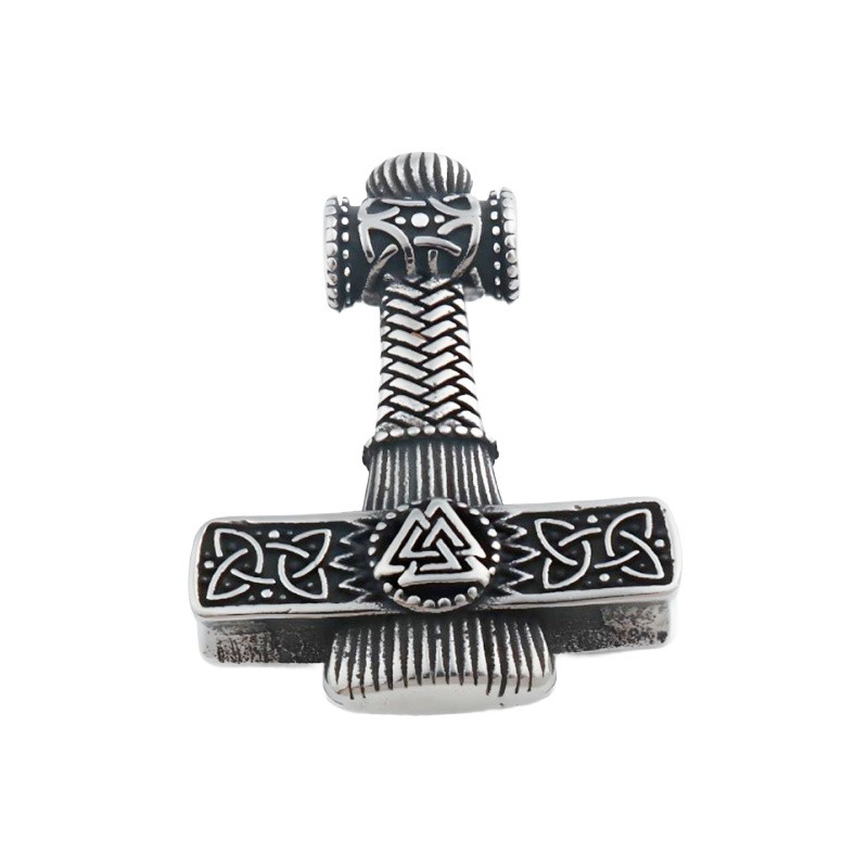 Thor's hammer/ Valknut/ Triquetra/ stainless steel 46x34mm 1 pc ASS600