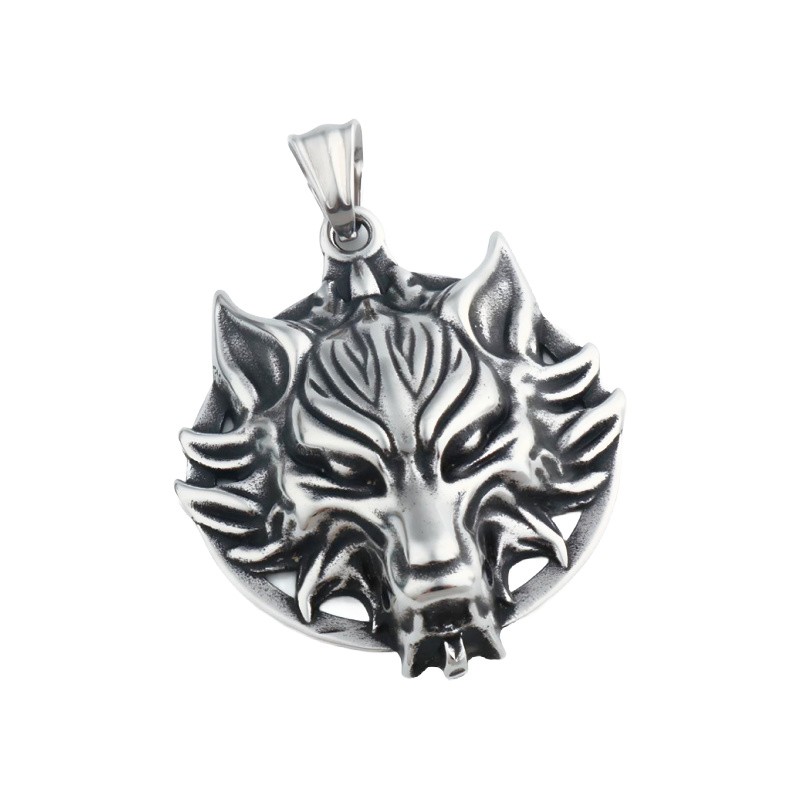 Wolf pendant / stainless steel 43.5x36.5mm 1 pc ASS605
