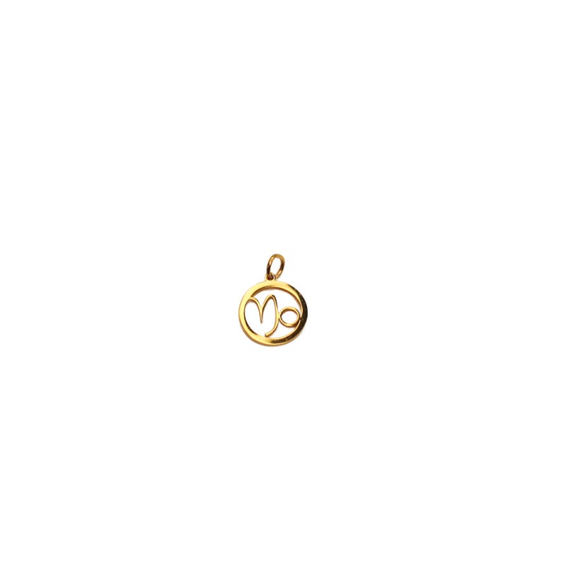 Capricorn pendant / golden zodiac sign / surgical steel 11mm 1pc ASS479G
