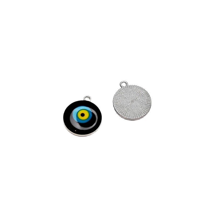 Prophet's eye pendant / black and yellow / platinum 18mm 1 pc AAT863A