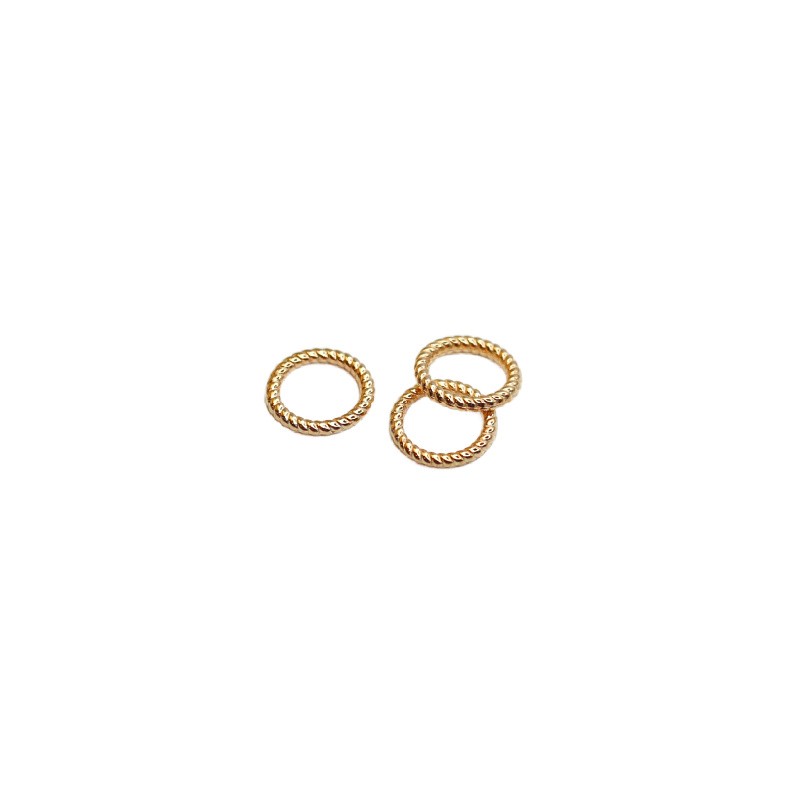Connecting elements/decorated gold rings 10x1.5mm 4pcs AKG992A