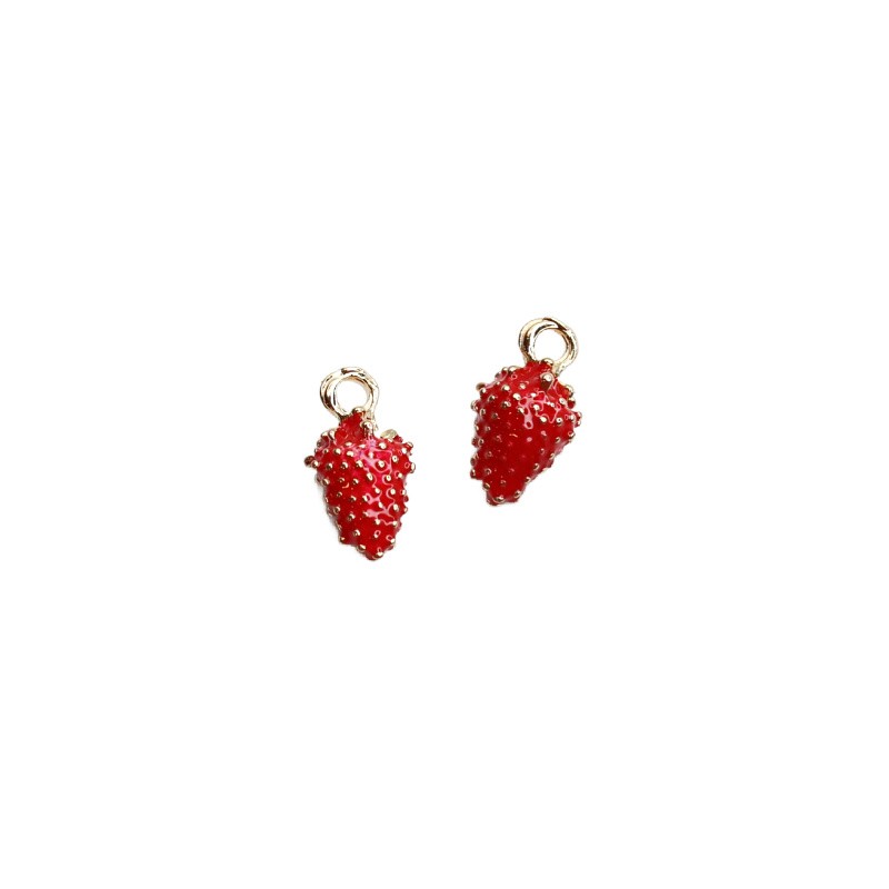Strawberry pendant/enameled/gold 16.5x8.5mm 1pcs AKG972