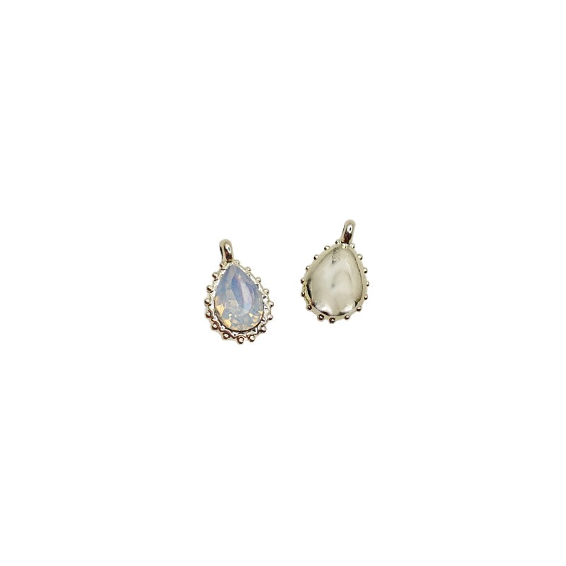Teardrop crystal pendant/white opal 16x10mm 1pc AKG981