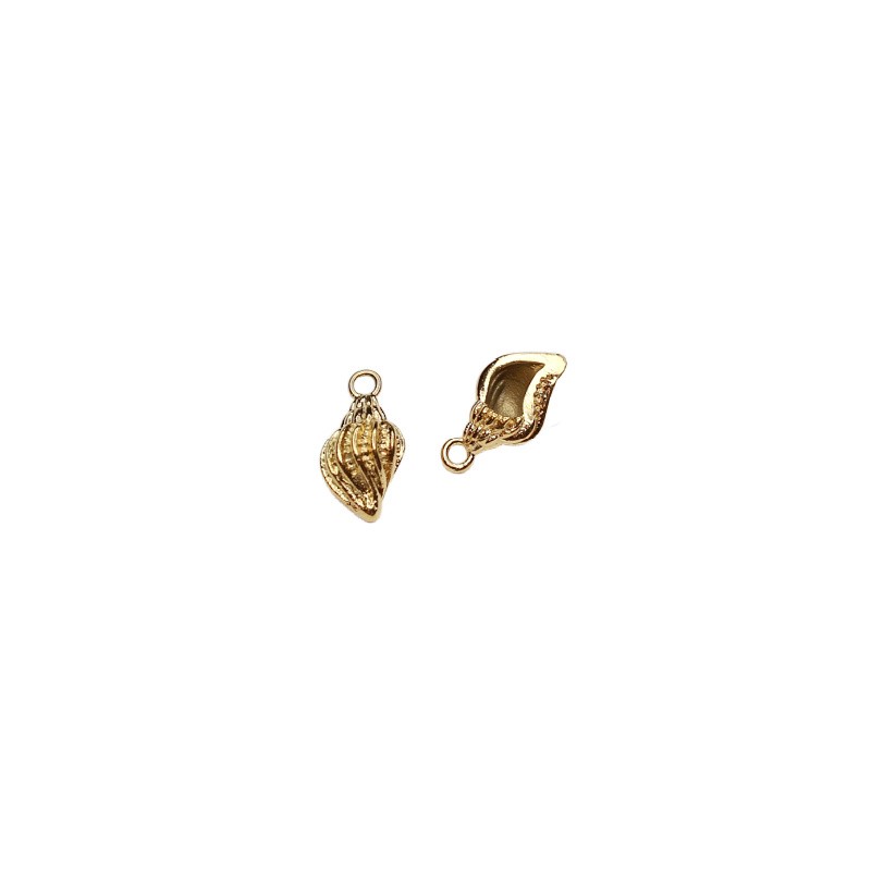 Gold shell pendant / surgical steel 316L / 15x8mm 1 pc ASSE026