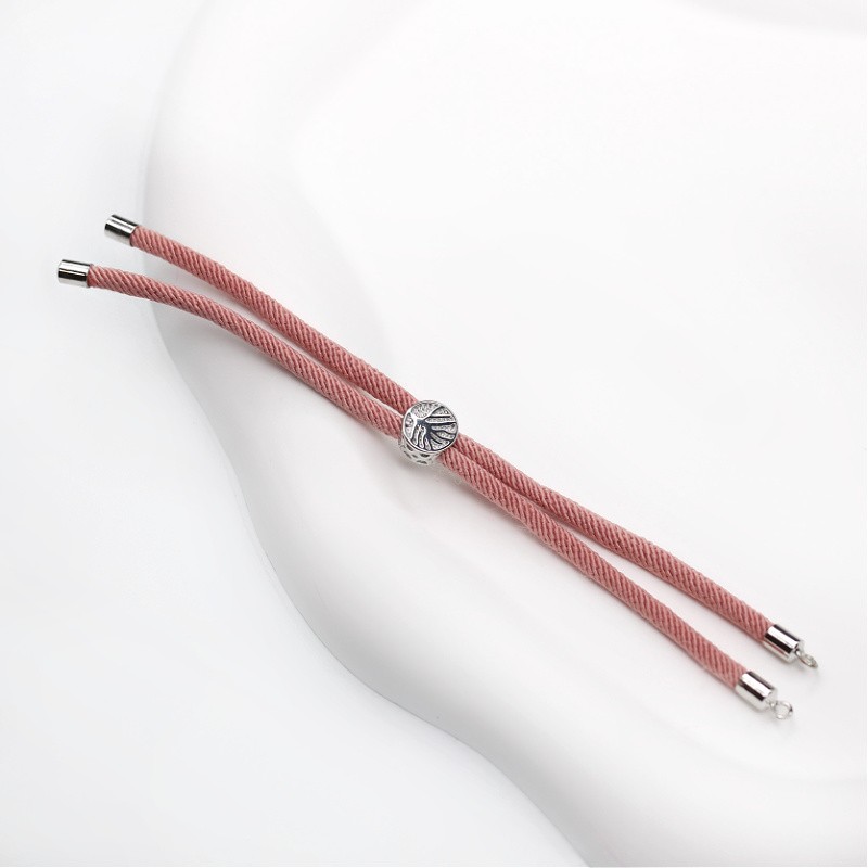 Bracelet base/ sliding clasp/ silver/ Indian rose string/ approx. 12.5cm 1 pc B18
