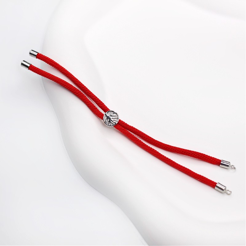 Bracelet base/ sliding clasp/ silver/ shiny red string/ approx. 12.5cm 1 pc B20