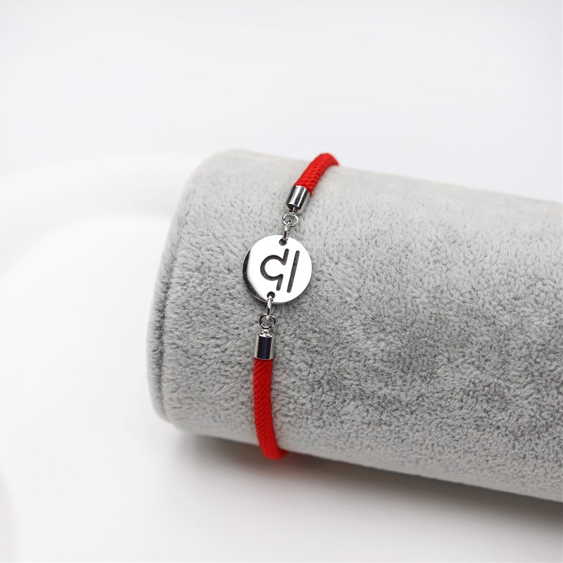 Bracelet base/ sliding clasp/ silver/ shiny red string/ approx. 12.5cm 1 pc B20